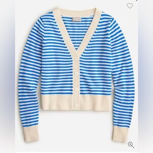 J Crew cashmere cropped V-neck cardigan sweater in stripe Small